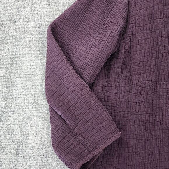 Eileen Fisher Jacket Womens Small Purple Textured Silk Rayon Blend Open Front - Picture 8 of 16